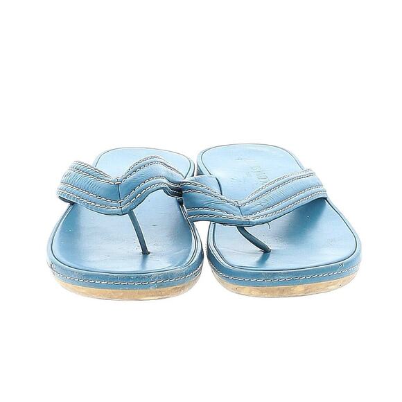 Authentic Gucci Women’s Sandals Blue Leather Embroidered Flip Flop Thong Sz 39 - Picture 1 of 11